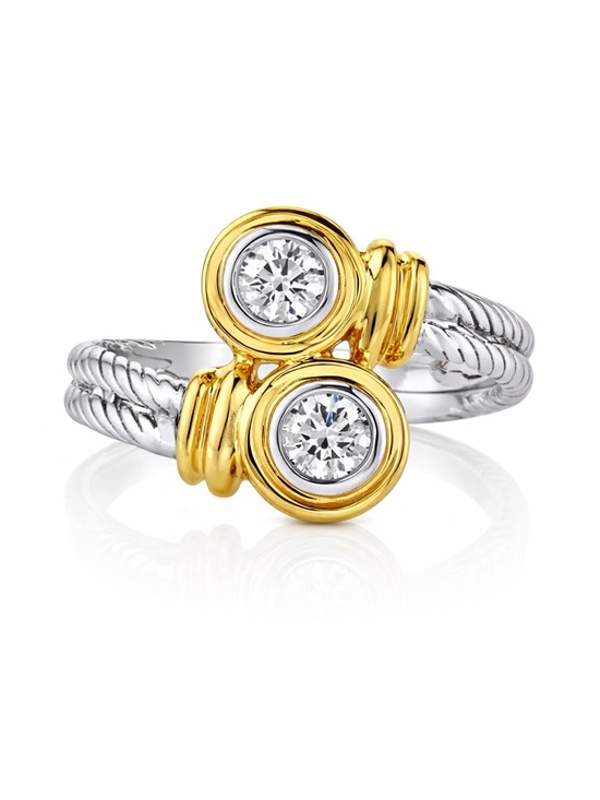 Jewelry - Twisted Silver & Gold Crystal Ring